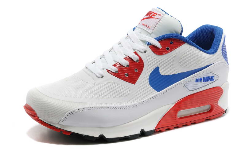 Nike Air Max 90 Chaussures Hommes pre TAPE Blanc Bleu Rouge (3)